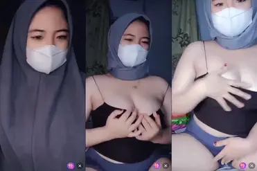 Hijabers Nakal Pamer Payudara Pakai Masker poster